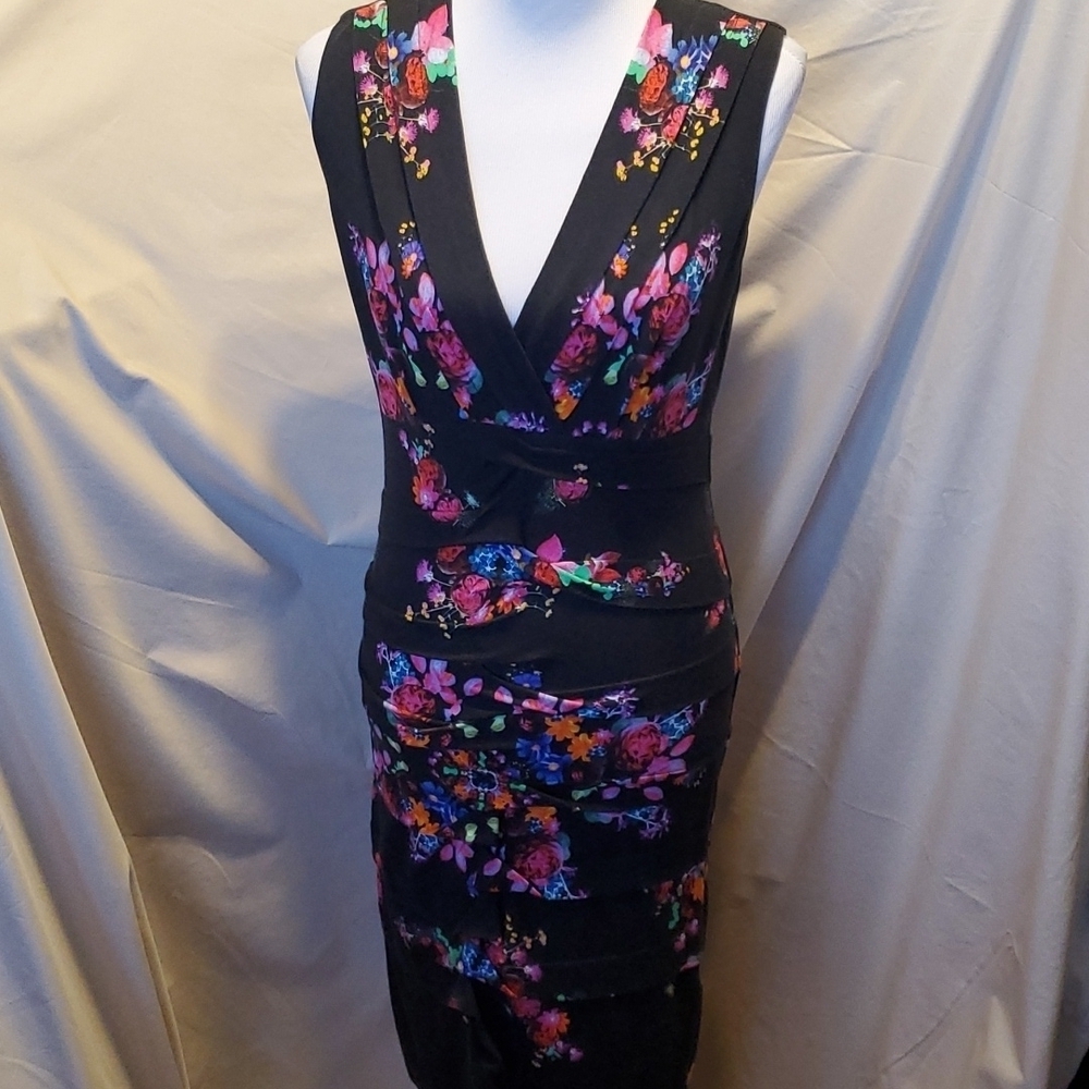 Nicole Miller Artelier Floral Midi Dress SZ MD